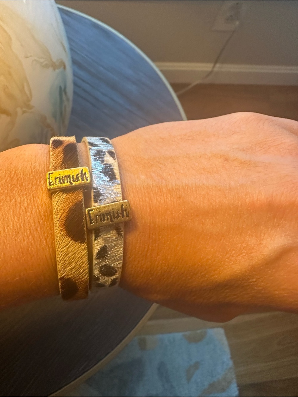 Erimish Leopard Print Wrap Bracelets - Brown & Gray
